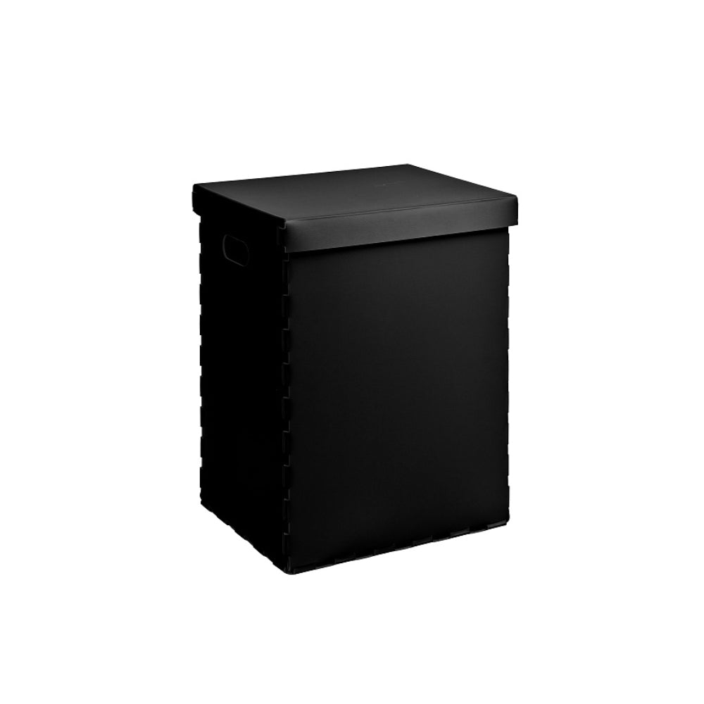 Liscio Storage Basket with Lid in Natural Recycled Leather