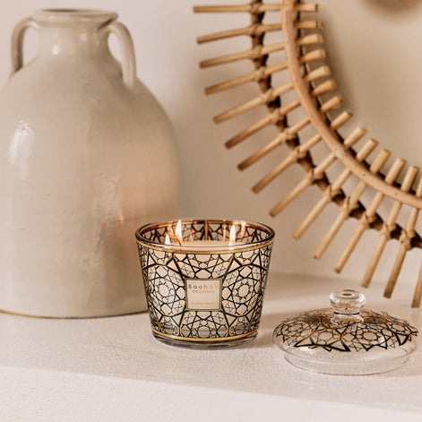 Buy the Baobab Collection Arabian Nights Scented Candle with Decorative Dome online at Archideco Interior Gallery. Luxury gift edition with oud, saffron, and incense in a reusable decorative glass vessel with a 24-carat gold dome. Authentic Baobab Collection in the Baltics.