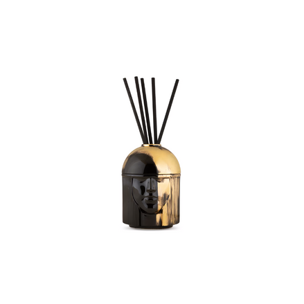 Ginori 1735 L'Amazzone porcelain charcoal-gold diffuser holder at Archideco Interior Gallery