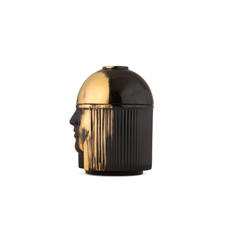 Ginori 1735 L'Amazzone porcelain charcoal-gold diffuser holder at Archideco Interior Gallery