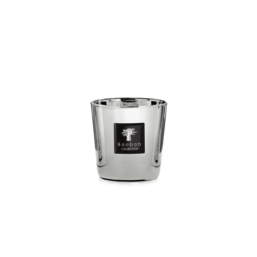 Buy the Baobab Collection Les Exclusives Platinum Scented Candle online at Archideco Interior Gallery. Luxury designer candle with grapefruit, amber, and musk in a hand-finished metallic platinum glass. Authentic Baobab Collection in the Baltics at Archideco Interior Gallery | archideco-interior.com