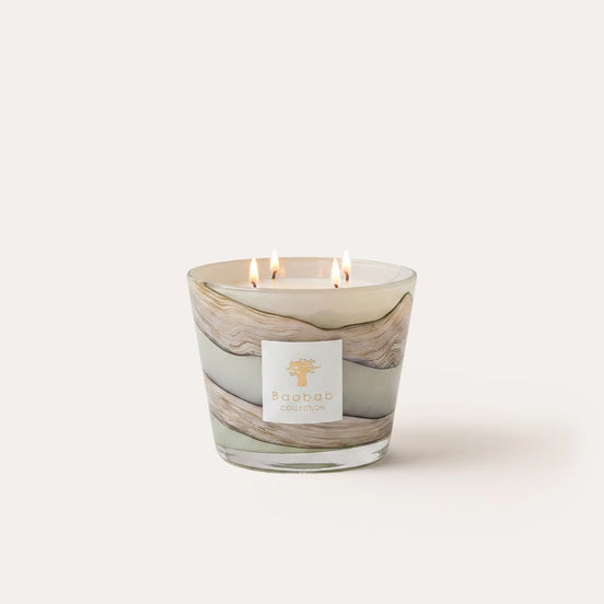 Baobab Collection Sand Sonora scented candle. Hand-blown glass with warm saffron, myrrh, and patchouli fragrance. Available in Max 10 and Max 16 sizes for elegant home fragrance and luxury interiors. At Archideco Interior Gallery - archideco-interior.com