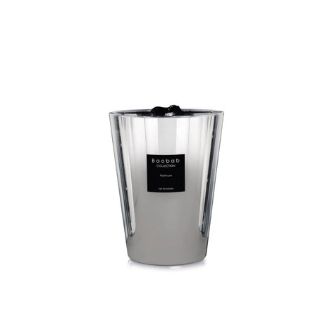 Buy the Baobab Collection Les Exclusives Platinum Scented Candle online at Archideco Interior Gallery. Luxury designer candle with grapefruit, amber, and musk in a hand-finished metallic platinum glass. Authentic Baobab Collection in the Baltics at Archideco Interior Gallery | archideco-interior.com