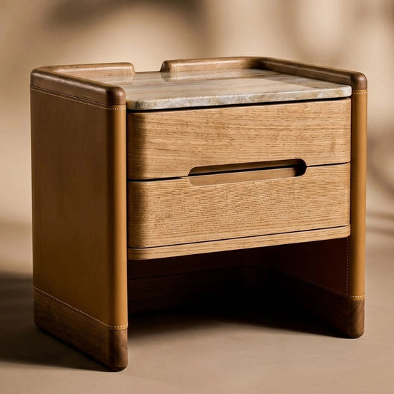 The Jacques Bedside Table by Medea 1905, designed as part of the Tara Bernerd for Medea 1905 Collection, combines architectural simplicity with sophisticated material detailing and a distinctly crafted character.