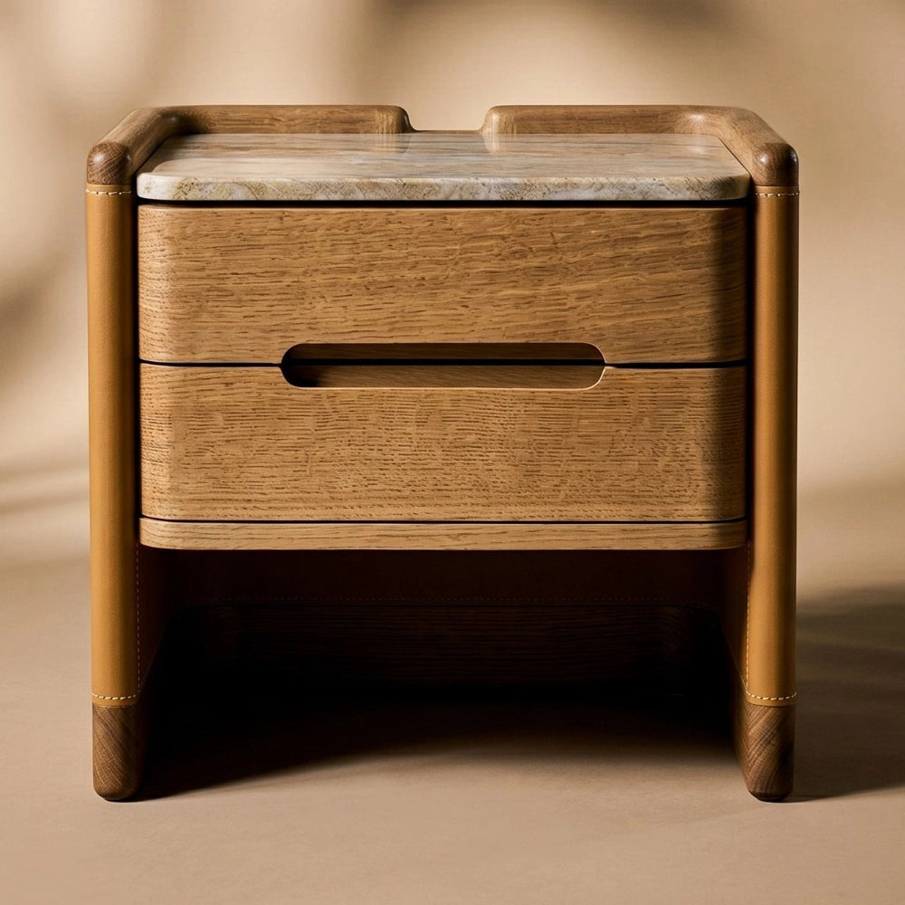 The Jacques Bedside Table by Medea 1905, designed as part of the Tara Bernerd for Medea 1905 Collection, combines architectural simplicity with sophisticated material detailing and a distinctly crafted character.
