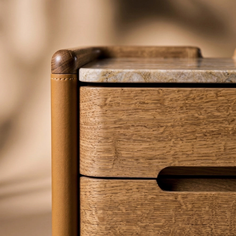 The Jacques Bedside Table by Medea 1905, designed as part of the Tara Bernerd for Medea 1905 Collection, combines architectural simplicity with sophisticated material detailing and a distinctly crafted character.