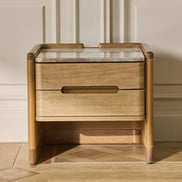 The Jacques Bedside Table by Medea 1905, designed as part of the Tara Bernerd for Medea 1905 Collection, combines architectural simplicity with sophisticated material detailing and a distinctly crafted character.