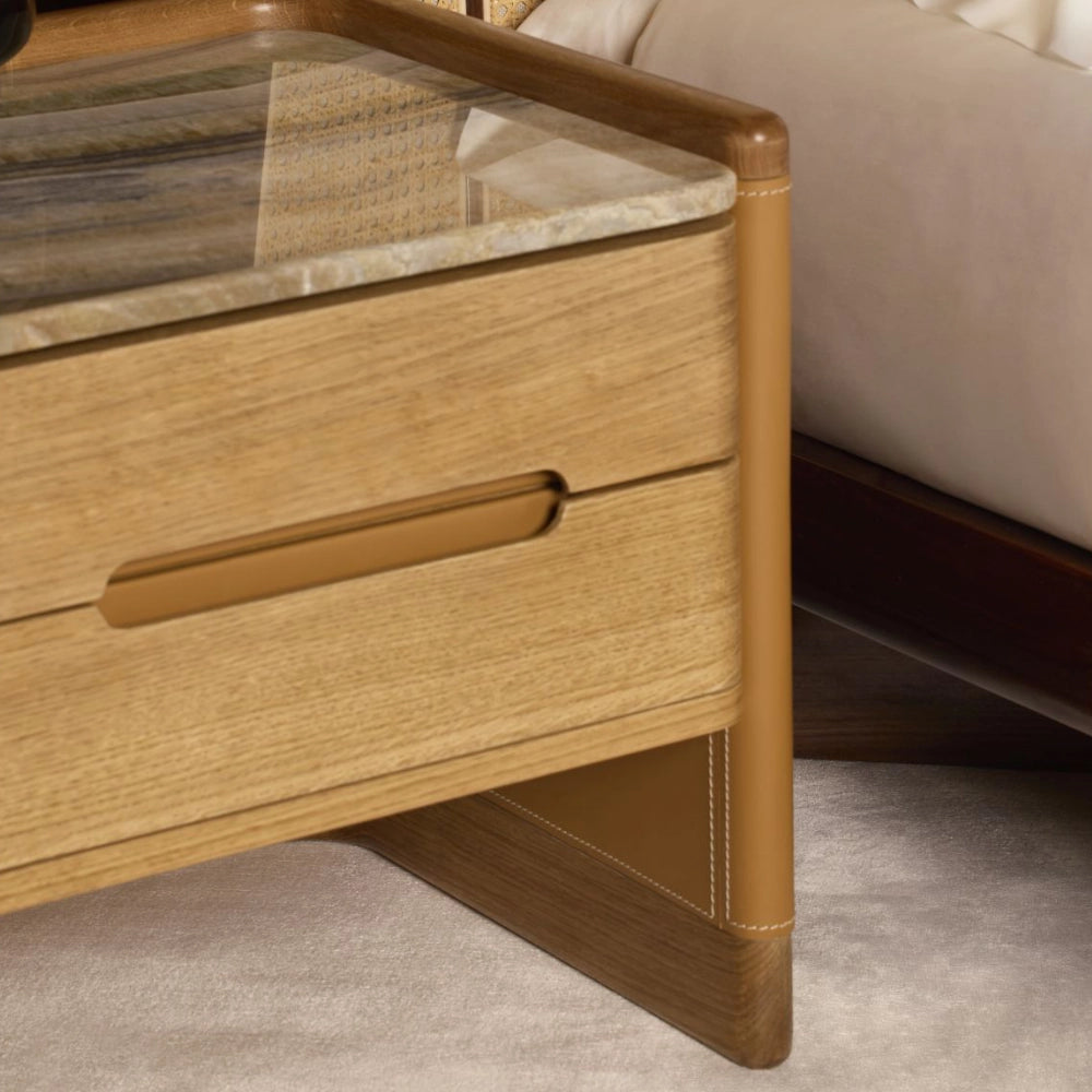 The Jacques Bedside Table by Medea 1905, designed as part of the Tara Bernerd for Medea 1905 Collection, combines architectural simplicity with sophisticated material detailing and a distinctly crafted character.