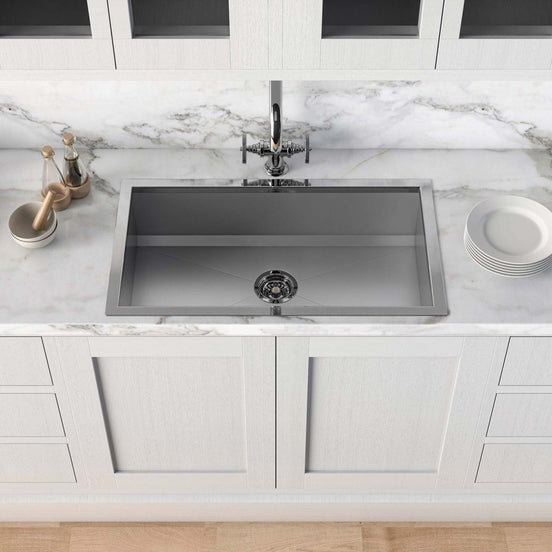 Top-mounted rectangular sink