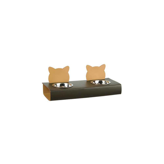 Recycled Leather Cat Bowls Holder — Protective Feeding Mat for Clean Floors