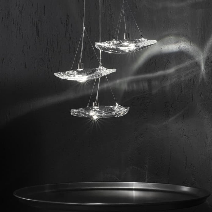 Terzani Manta 3-Light Cluster Pendant | Italian Lead Crystal Suspension Chandelier