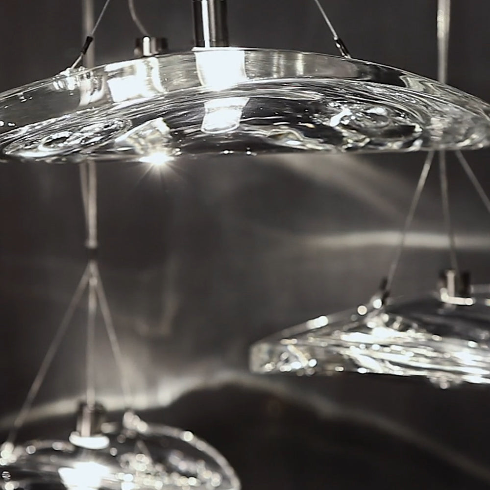 Terzani Manta 3-Light Cluster Pendant | Italian Lead Crystal Suspension Chandelier