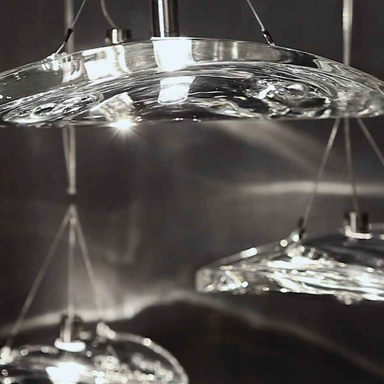 Terzani Manta 3-Light Cluster Pendant | Italian Lead Crystal Suspension Chandelier