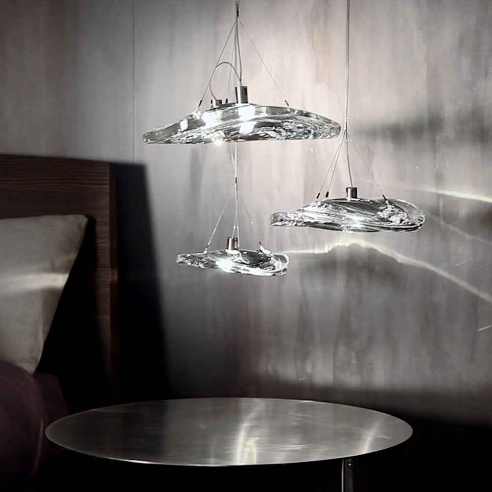 Terzani Manta 3-Light Cluster Pendant | Italian Lead Crystal Suspension Chandelier