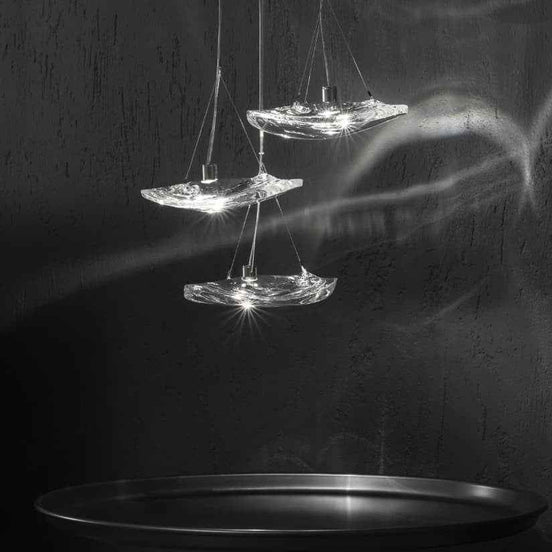 Terzani Manta 3-Light Cluster Pendant | Italian Lead Crystal Suspension Chandelier