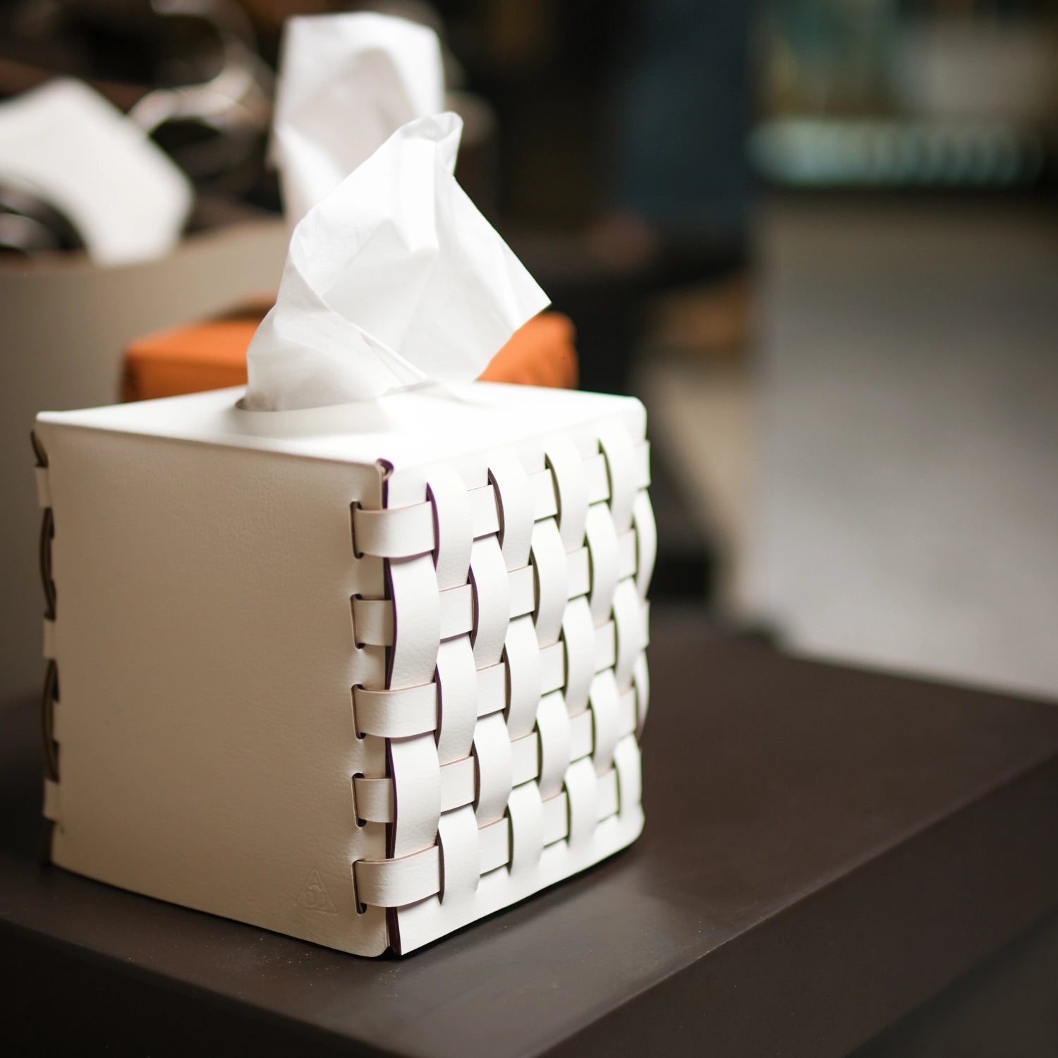 Bottega Napkin Holder in Natural Recycled Leather