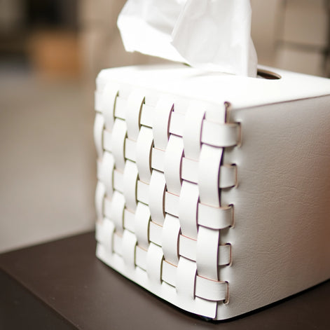 Bottega Napkin Holder in Natural Recycled Leather