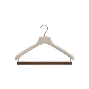 Hanger for shirts, polos and pullovers with a velvet covered bar for trousers