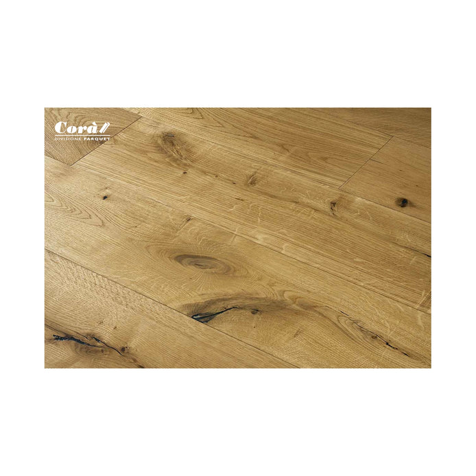 Corà Collezione 190 Naturale warm character grade European oak parquet with long brushed planks at Archideco Riga