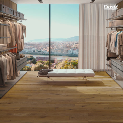 Corà Collezione 190 Ruggine dark rust brown brushed European oak parquet from Archideco Riga