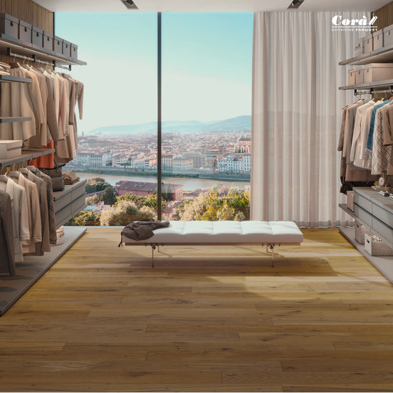 Corà Collezione 190 Ruggine dark rust brown brushed European oak parquet from Archideco Riga