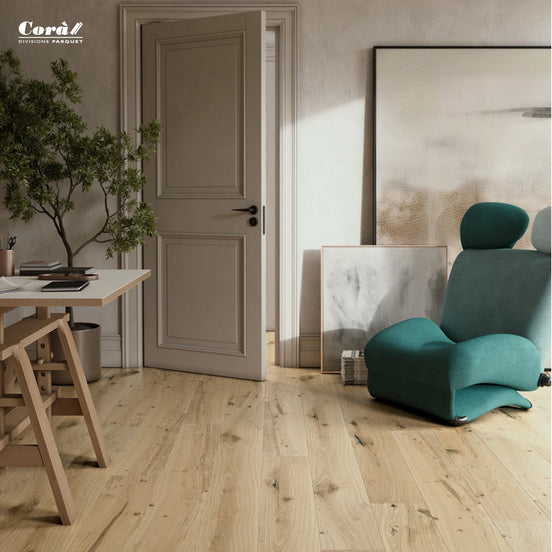 Corà Collezione 190 Soft Touch pale long plank European oak parquet with matt UV Oil finish from Archideco Riga
