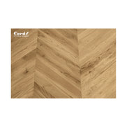 Corà Rovere Sensi Crystal Touch Natural European oak parquet in a chevron-style layout from Archideco Riga