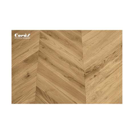 Corà Rovere Sensi Crystal Touch Natural European oak parquet in a chevron-style layout from Archideco Riga