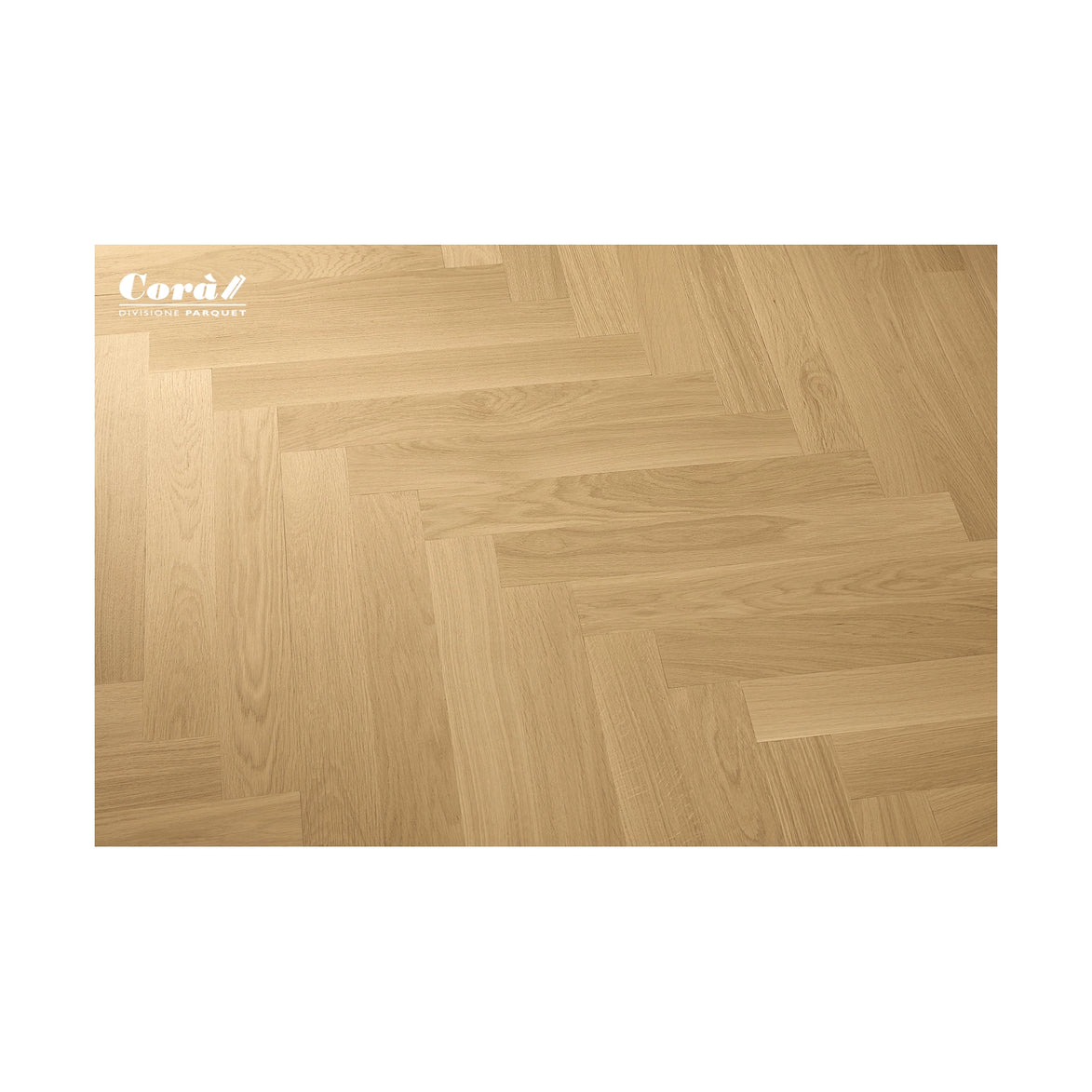 Corà Rovere Sensi Soft Touch matte European oak parquet in a geometric floor layout from Archideco Riga