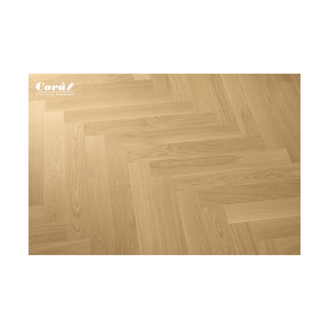 Corà Rovere Sensi Soft Touch matte European oak parquet in a geometric floor layout from Archideco Riga