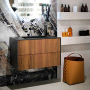 Karol Vanity Unit in Noce Canaletto Rigato with Gres Sink