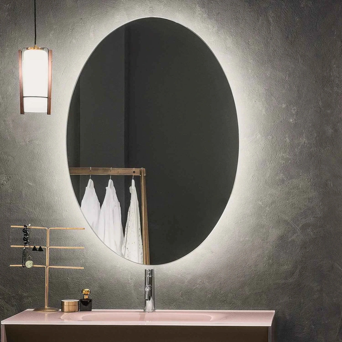 Artelinea ARGENTO Silver Oval LED Bathroom Mirror