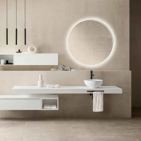 Arblu LOL Wall-Mounted Round Bathroom Mirror + Curvi 85