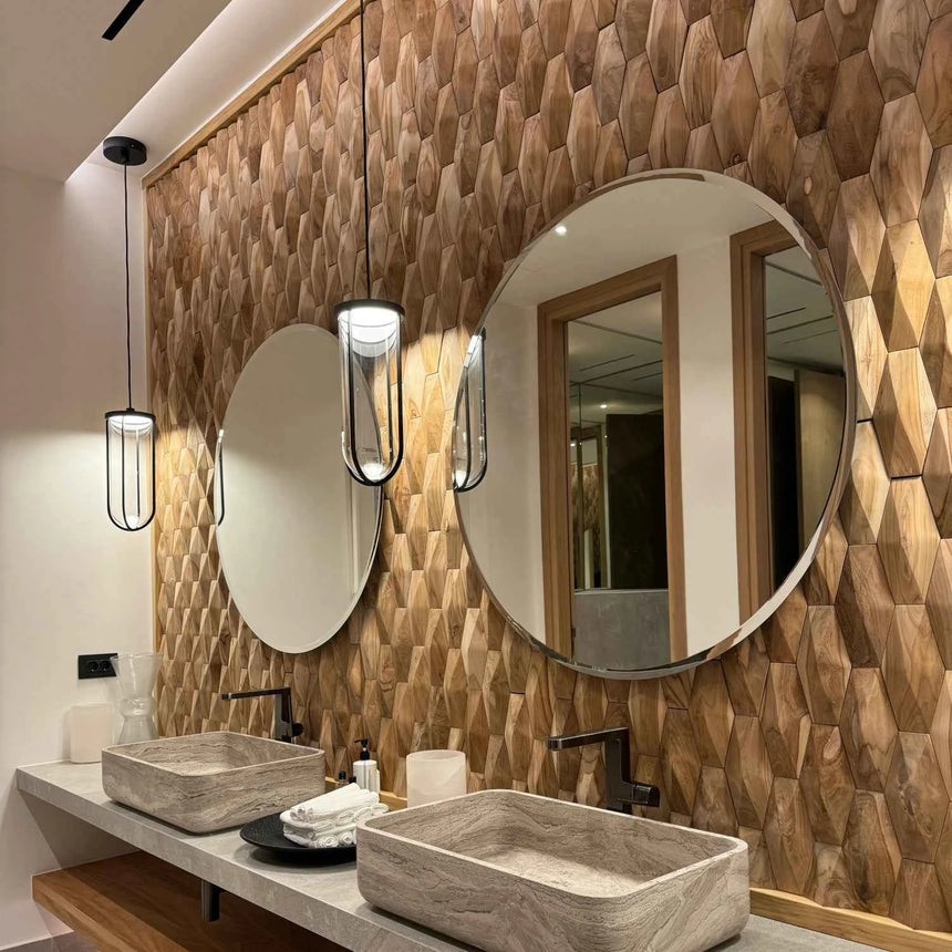 Wonderwall Studios Cameo Teak Wood Wall Panel