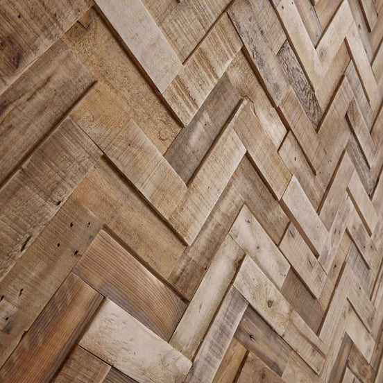 Wonderwall Studios Herringbone Salvaged Pine Wood Wall Panel
