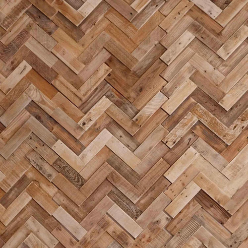 Wonderwall Studios Herringbone Salvaged Pine Wood Wall Panel