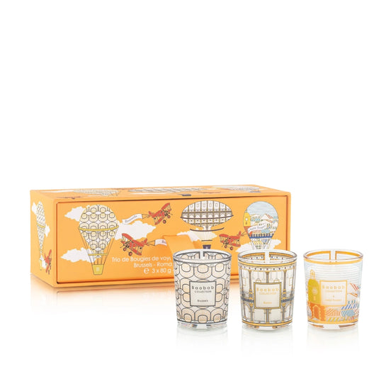 Trio travel candles Brussels-Roma-Saint Tropez