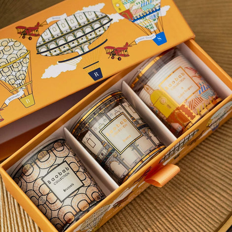 Trio travel candles Brussels-Roma-Saint Tropez