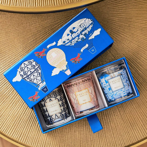 Trio travel candles Manhattaan-Paris-Mykonos