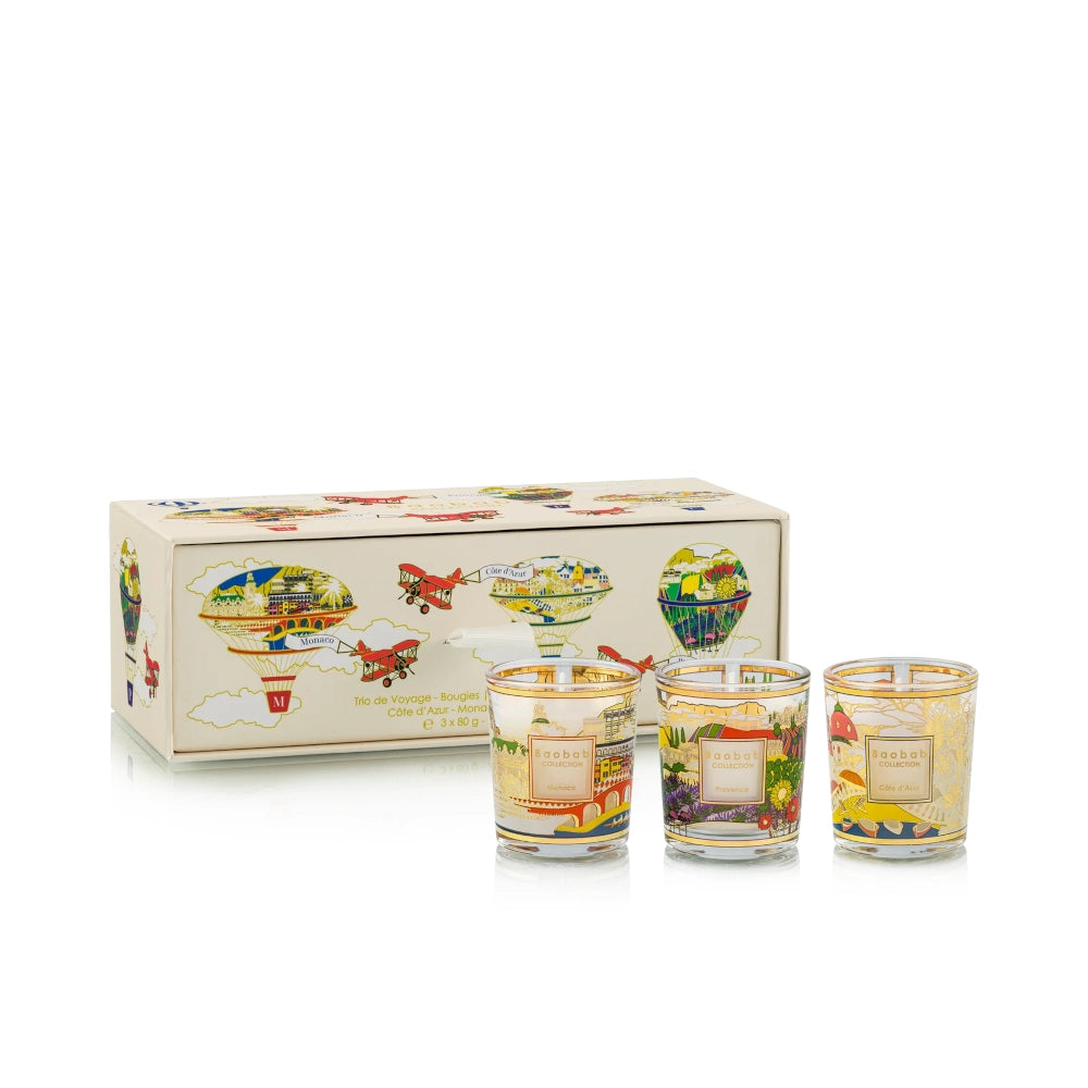 Trio travel candles Provence-Monaco-Cote d'Azur