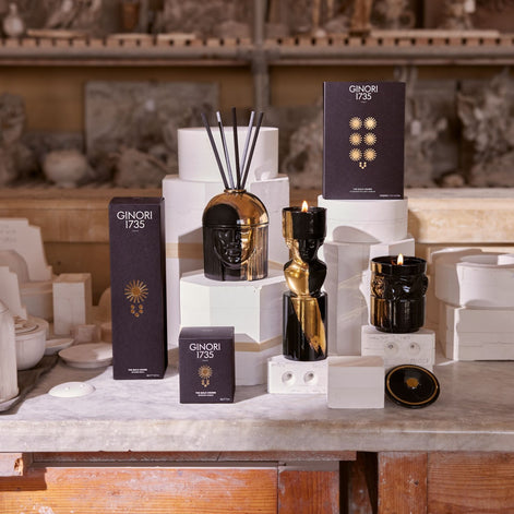 Ginori 1735 L'Amazzone Porcelain Charcoal-Gold Diffuser Holder