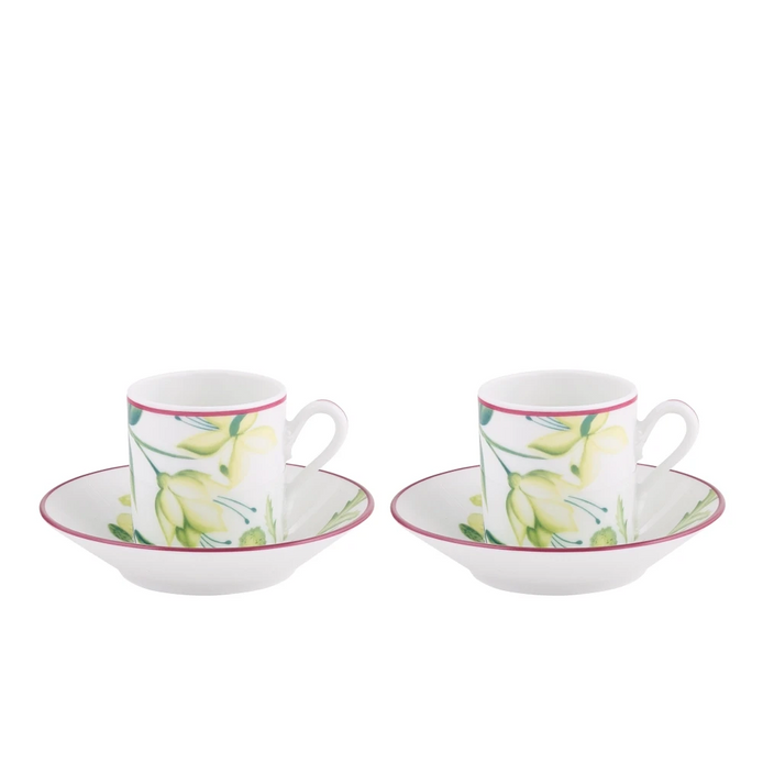 Florenza Acanto Green Espresso Set for Two by Ginori 1735