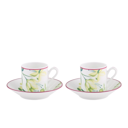 Florenza Acanto Green Espresso Set for Two by Ginori 1735