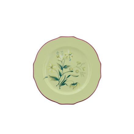 Florenza Acanto Green Flat Dessert Plate by Ginori 1735