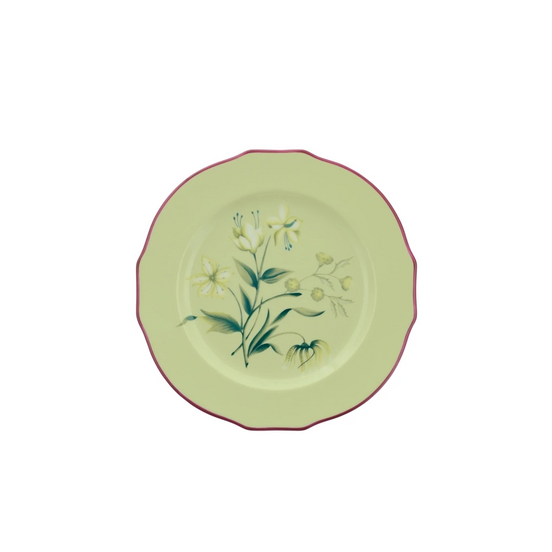 Florenza Acanto Green Flat Dessert Plate by Ginori 1735