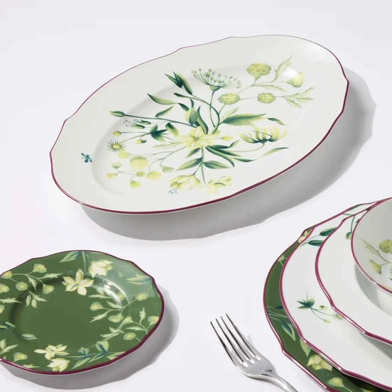 Florenza Acanto Green Large Oval Platter by Ginori 1735