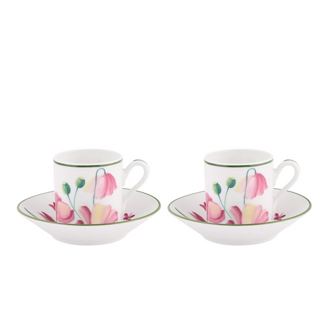 Florenza Malva Pink Espresso Set for Two by Ginori 1735