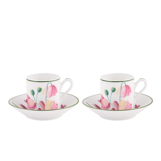Florenza Malva Pink Espresso Set for Two by Ginori 1735