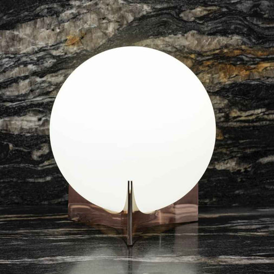 Terzani Oscar Table Lamp by Dodo Arslan | Hand-Blown Opal Glass & Brass Accent Light