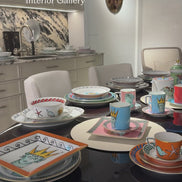 Ginori 1735 Nettuno Collection, Andrea Dinner Table by Dom Edizioni, Officine Gullo custom-made kitchen at Archideco Interior Gallery